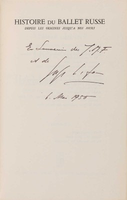 [Автограф. Лифарь С. История русского балета]. Paris: Les editions Nagel, 1950.